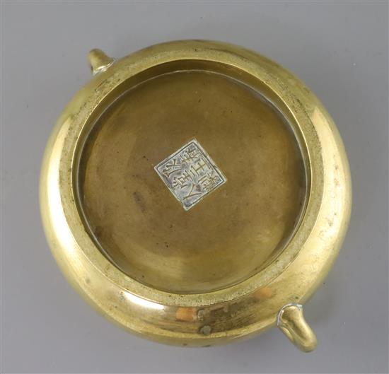 A good Chinese polished bronze censer, gui, 17th/18th century, W. 24cm
